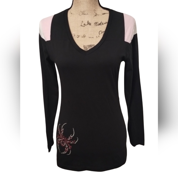 Bike Week South Dakota Spider Rhinestone Bling Long Sleeve Size L - Picture 1 of 5